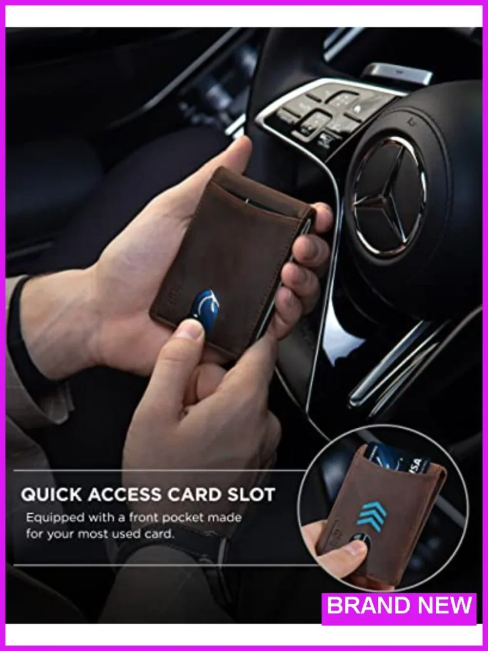 RFID Blocking Slim Bifold Genuine Leather Front Pocket Wallet with Money Clip